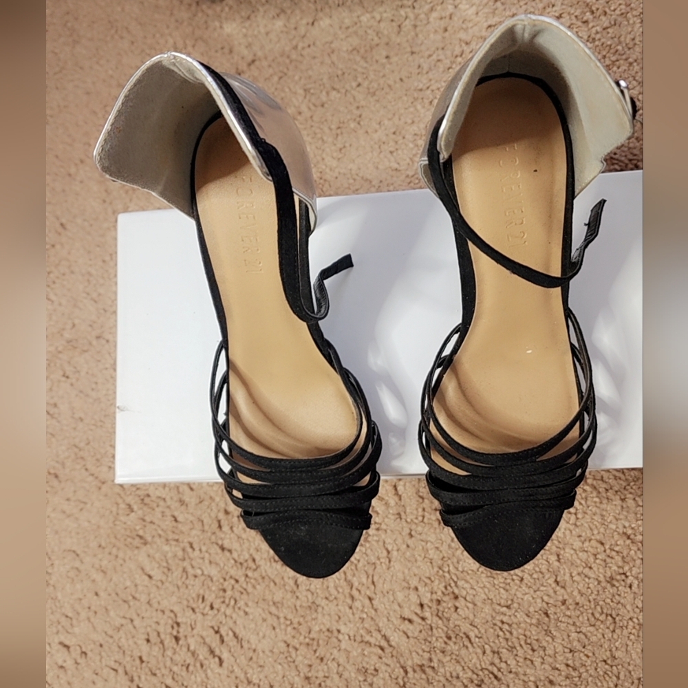 Forever 21 Black Strappy Heels